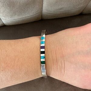 Sterling Silver , genuine stone bracelet bangle